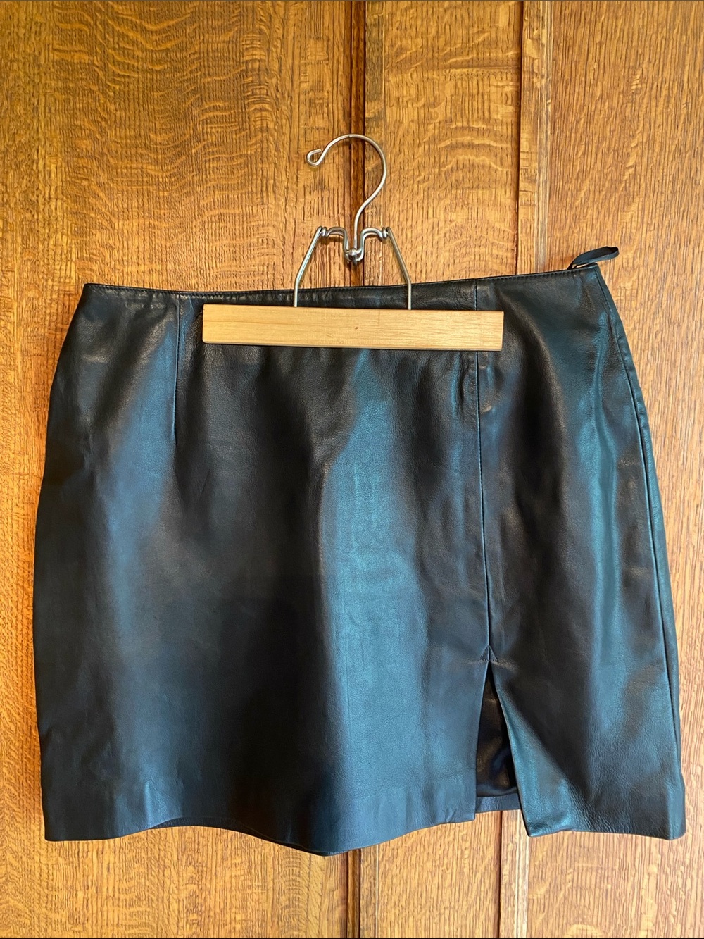 Hugo Buscati Black Leather Pencil Skirt
